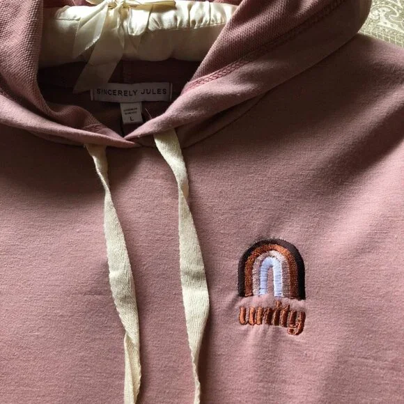 NWT, Sincerely Jules, Mauve, Hooded Jersey Dress, Sz Large (Juniors) - Picture 3 of 9